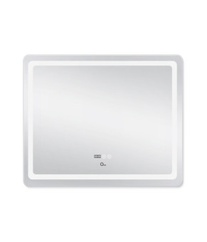 Дзеркало Qtap Mideya 1000х700 з LED-підсвічуванням Touch, з антизапотіванням, з годинником, димером, рег. яскравості QT2078NCF10070W
