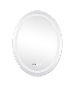 Дзеркало Qtap Mideya 500х700 з LED-підсвічуванням Touch, з антизапотіванням, з годинником, димером, рег. яскравості QT2078NCR5070W
