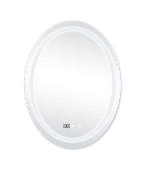 Дзеркало Qtap Mideya 500х700 з LED-підсвічуванням Touch, з антизапотіванням, з годинником, димером, рег. яскравості QT2078NCR5070W