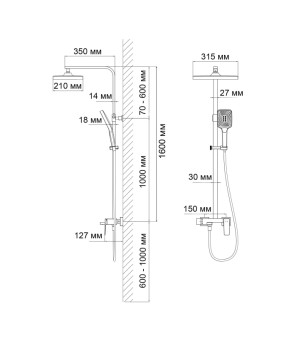 Душевая система Qtap Gemini 51103KNC (QT51103KNC)