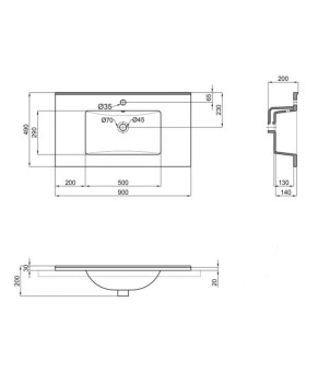 Раковина Qtap Albatross E49 900х490х200 White без донного клапана QT01119090E49W1