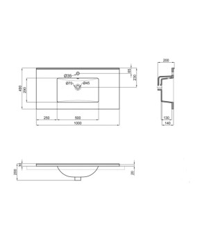 Раковина Qtap Albatross E49 1000х490х200 White без донного клапана QT01119100E49W1