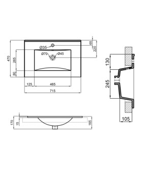 Раковина Qtap Albatross New 710x465x180 White без донного клапана QT0111750670W1