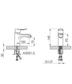 Змішувач для раковини Lidz Wieza 001 (k35) LDWIE001CRM45409 Chrome