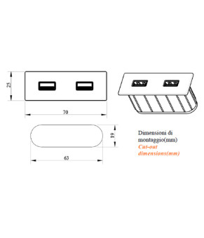 Вбудований USB-зарядний порт ASA Plastici VersaPick 060.29Z.00053 матовий чорний