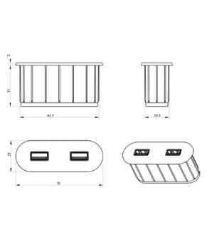 Вбудований USB-зарядний порт ASA Plastici VersaPick 060.29Z.00059 колір матовий білий RAL9010