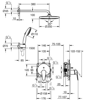 Душова система Grohe BauEdge Tempesta 250 (25290000)