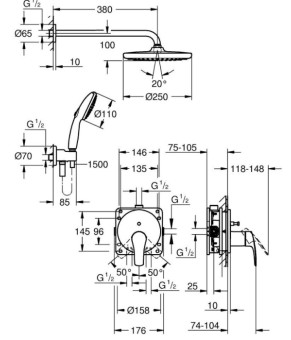 Душова система Grohe Eurosmart з Tempesta 250 (25288000)