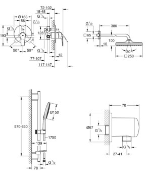 Душова система Grohe Eurosmart з Tempesta 250 (UA26415SC5)