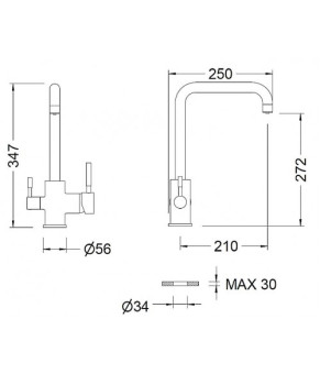 Змішувач для кухонної раковини із підключенням до фільтрованої води GENEBRE, чорне матове покриття (65702184166)