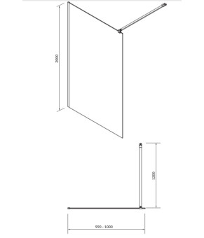 Душевая кабина Cersanit WALK-IN MILLE 100x200 ПРОЗОРЕ СКЛО, ПРОФІЛЬ ХРОМ S161-001