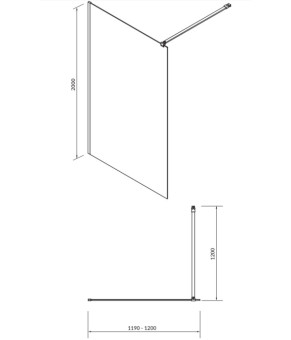 Душевая кабина Cersanit WALK-IN MILLE 120x200 ПРОЗОРЕ СКЛО, ПРОФІЛЬ ХРОМ S161-002