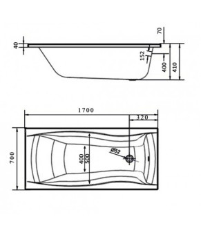 Ванна Cersanit PROFEA 170х70 з ніжками S301-279