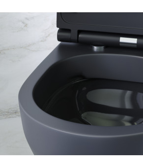 Подвесной унитаз FlashClean с сиденьем микролифт, черн мат AM.PM C701700MBSC Spirit V2.0