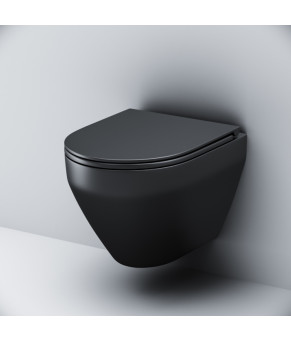 Подвесной унитаз FlashClean с сиденьем микролифт, черн мат AM.PM C701700MBSC Spirit V2.0