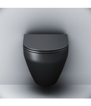 Подвесной унитаз FlashClean с сиденьем микролифт, черн мат AM.PM C701700MBSC Spirit V2.0