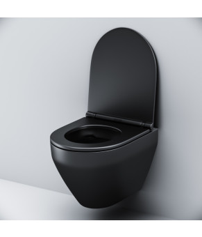 Подвесной унитаз FlashClean с сиденьем микролифт, черн мат AM.PM C701700MBSC Spirit V2.0