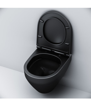 Подвесной унитаз FlashClean с сиденьем микролифт, черн мат AM.PM C701700MBSC Spirit V2.0