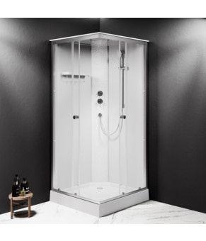 Кабина душевая  90x90,  профиль мат.хром, стекло прозрачное AM.PM W94C-403-090MT X-Joy