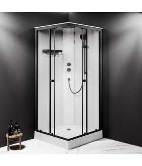 Кабина душевая  90x90,  профиль черн.хром, стекло прозрачное AM.PM W94C-403-090BT X-Joy