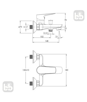 Набор душевой IMPRESE MODUS змішувач для ванни f03208201SR, душовий гарнітур t03800101SR (f04008201MD)