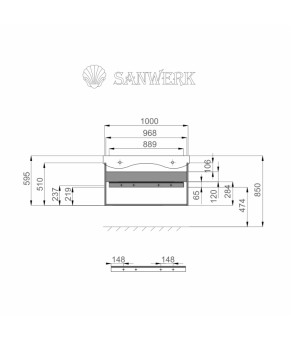 Тумба с раковиной Sanwerk "АЛЕССА AIR" 100 БЕЛАЯ С УМЫВ. "Idea" MV0000898