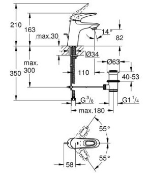 Смеситель для раковины Grohe Eurostyle 33558003