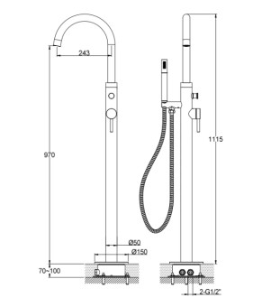 Смеситель для ванны Kohlman AXEL GOLD QF1165AGD