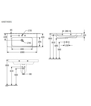Раковина VILLEROY & BOCH ARCHITECTURA 100*46см (4A87A501)