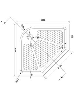Душовий піддон Dusel D402R п'ятикутний 100х100х15 740211