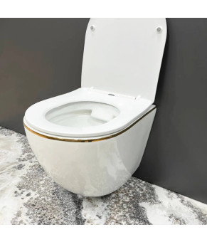 Подвесной унитаз VBI VULCANO WHITE GOLD EDGE VBI-020402