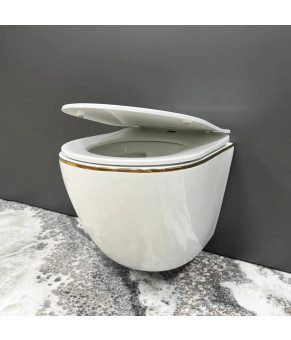 Подвесной унитаз VBI VULCANO WHITE GOLD EDGE VBI-020402