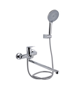 Смеситель для ванны Qtap Stenava New с поворотным изливом (со душевым гарнитуром) QTSTE2601CRM45536 Хром