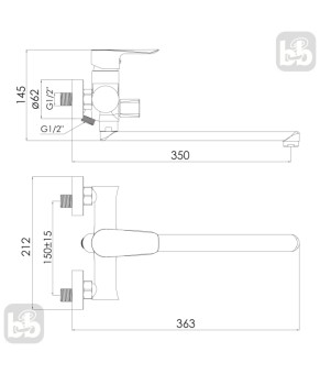 Смеситель для ванны Imprese Vaclav f03206401AB