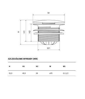 Донний клапан Click Clack для ванн вільностоячих Excellent білий ARIN.3485.01WH