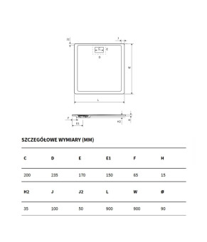 Піддон душовий композитний 900x900 мм Excellent Lavano чорний BREX.1102.090.090.BLN