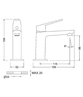 Смеситель для раковины GENEBRE KLOE Brushed Metal Графит 69130345266