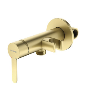 Смеситель для гигиенического душа с держателем лейки на корпусе Genebre KLOE Brushed Gold матовое золото 65144