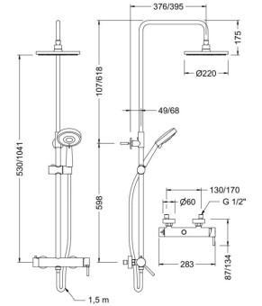 Душевая система со смесителем Genebre TAU (СМ6511018)