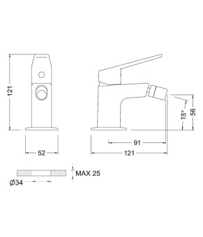 Смеситель для биде GENEBRE KLOE Brushed Metal Графит 69140345266