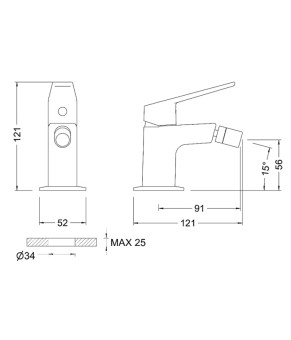 Смеситель  для биде GENEBRE KLOE Brushed Gold матовое золото 69140345166
