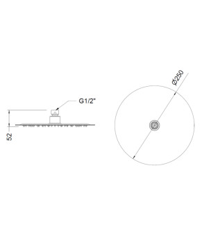 Круглая душевая лейка Ø 25см GENEBRE KLOE Brushed Metal Графит R6511052