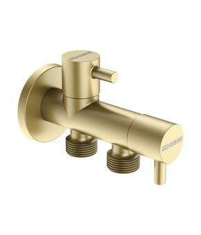 Двойной угловой вентиль GENEBRE KLOE Brushed Gold матовое золото 1/2" - 1/2" 31130551