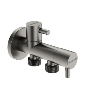 Двойной угловой вентиль GENEBRE KLOE Brushed Metal Графит 1/2" - 1/2" 31130552