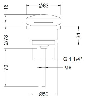 Донный клапан для раковины GENEBRE Luxe Brushed Gold матовое золото 1 ¼” 10021151