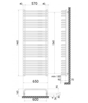 Радіатор опалення для ванної кімнати Polywarm WU25/65