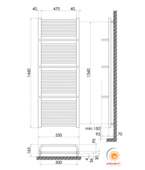 Радіатор опалення для ванної кімнати Polywarm WD30/55