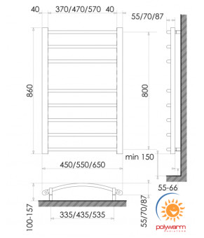 Електрична рушникосушка сухого типу Polywarm EG8/55