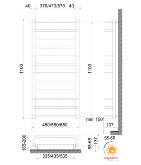 Електрична рушникосушка сухого типу Polywarm ED12/45
