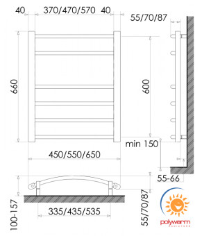 Електрична рушникосушка сухого типу Polywarm EG6/55 Sensor Wi-Fi